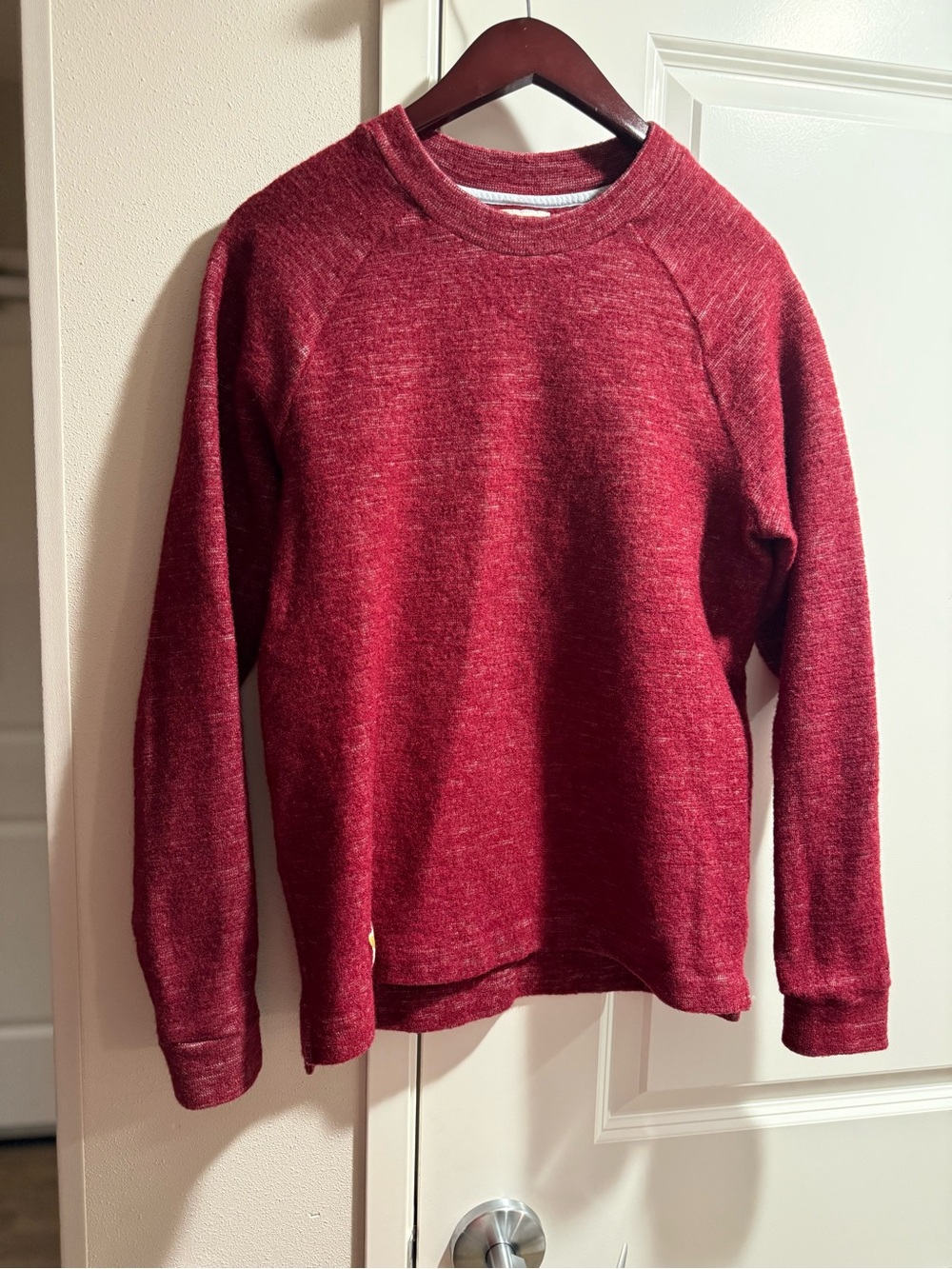 Tracksmith New England Wool Blend Running Crewneck Sweater Red Large